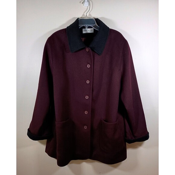 Forecaster Of Boston Womens Heavy Button Wool Purple Pea Coat Size 16 - Picture 1 of 9
